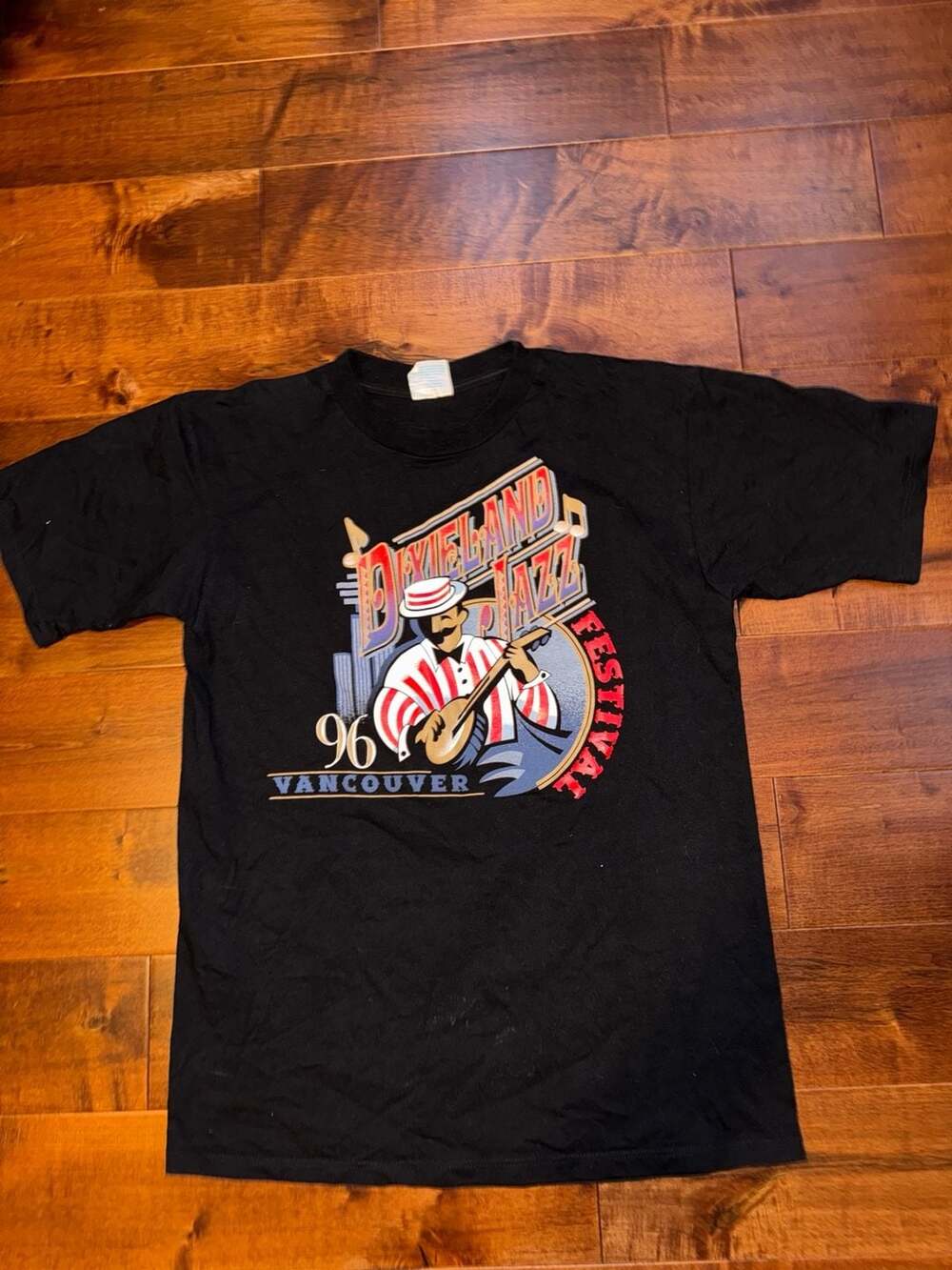 Vintage 1996 Vancouver Dixieland Jazz Festival Black T-Shirt